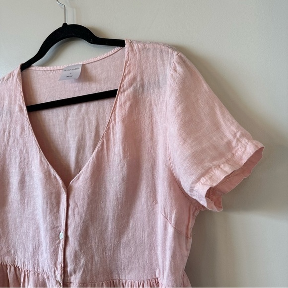 JILLIAN Harris X Priv-Linen Babydoll Button Front Mini Summer Dress (Size:Large) - Picture 8 of 12